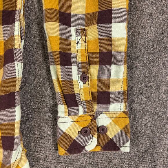 Duluth Trading Co Long Sleeve Plaid Shirt Womens M V Neck Collarless Button Down - Picture 5 of 11